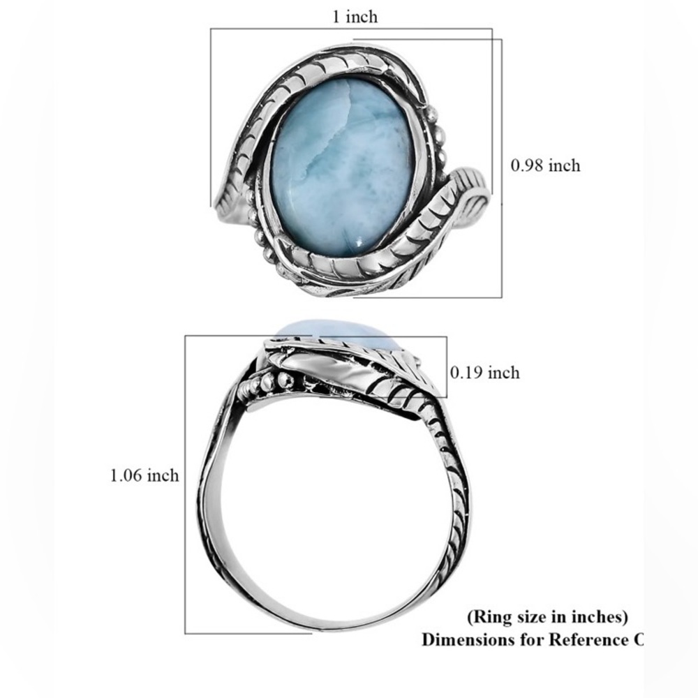 NWT Larimar Ring in .925 Sterling Silver Made in Bali! - Picture 5 of 10